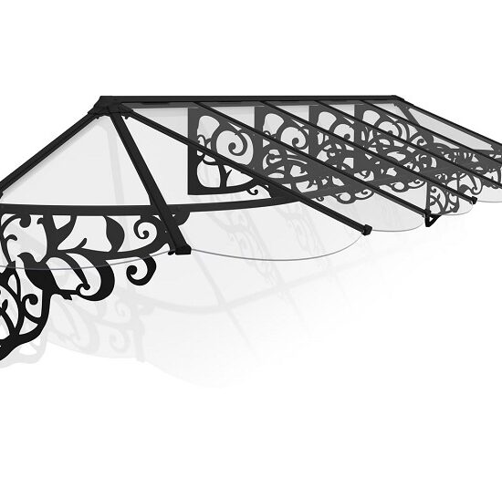 Lily Door Awning Kit - 88cm x 421cm Black Structure & Clear Panels