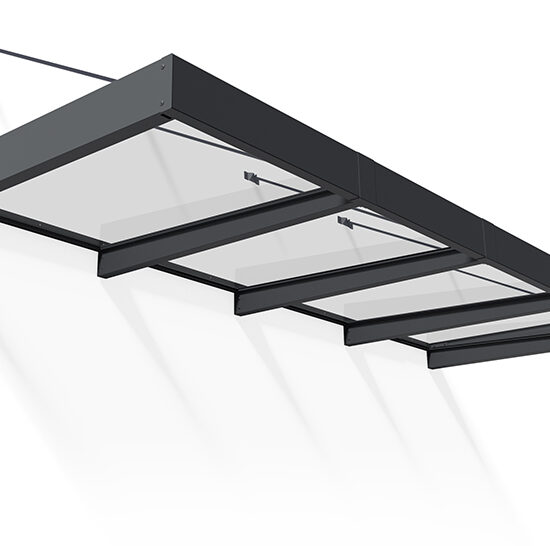Sophia XL Door Awning Kit -140cm x 379cm Grey Structure & Clear Panels