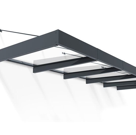 Sophia XL Door Awning Kit -140cm x 472cm Grey Structure & Clear Panels