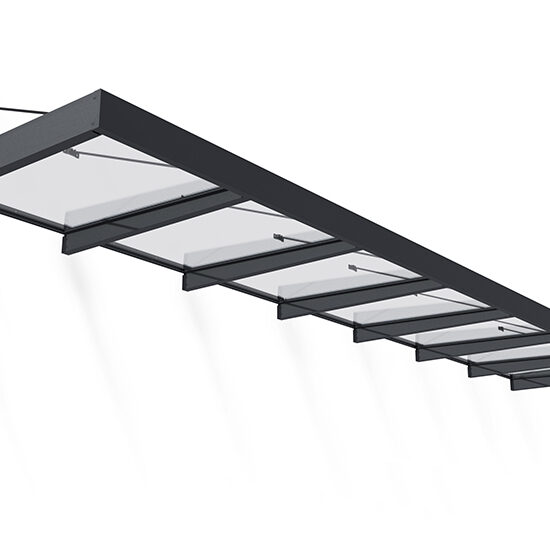 Sophia XL Door Awning Kit -140cm x 660cm Grey Structure & Clear Panels
