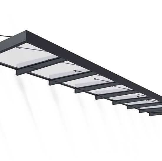 Sophia XL Door Awning Kit -140cm x 750cm Grey Structure & Clear Panels