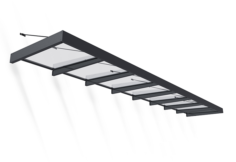 Sophia XL Door Awning Kit -140cm x 750cm Grey Structure & Clear Panels