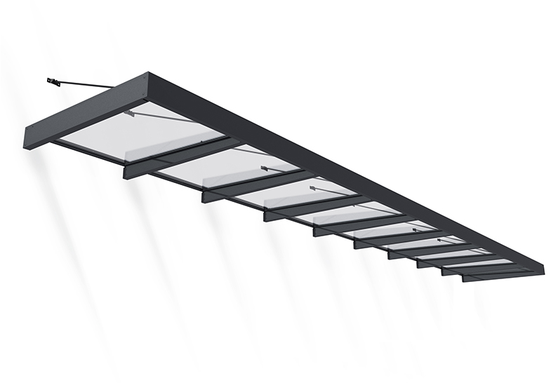 Sophia XL Door Awning Kit -140cm x 845cm Grey Structure & Clear Panels
