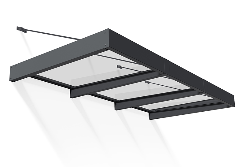 Sophia XL Door Awning Kit -140cm x 286cm Grey Structure & Clear Panels
