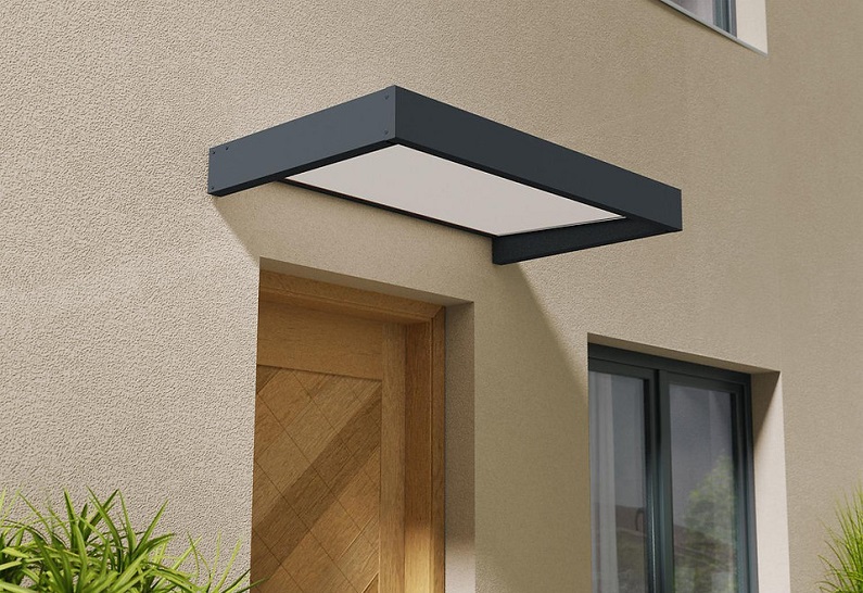 Sophia Door Awning Kit - 95cm x 160cm Grey Structure & White Opal Panels - Image 2